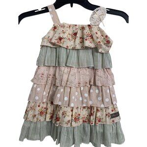 Arthur Ave Australia Cottagecore Tiered Polka Dot Floral Dress Size 2 T